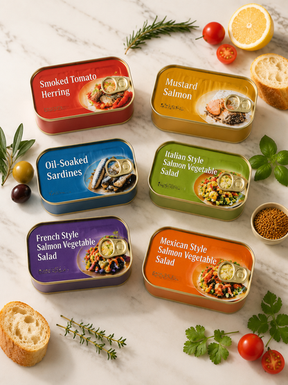 Premium Canned Seafood Variety Pack – Salmon, Sardines & Smoked Herring Gourmet Fish Combo-9YOE9