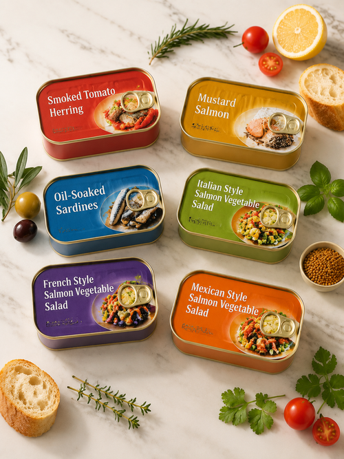 Premium Canned Seafood Variety Pack – Salmon, Sardines & Smoked Herring Gourmet Fish Combo-9YOE9