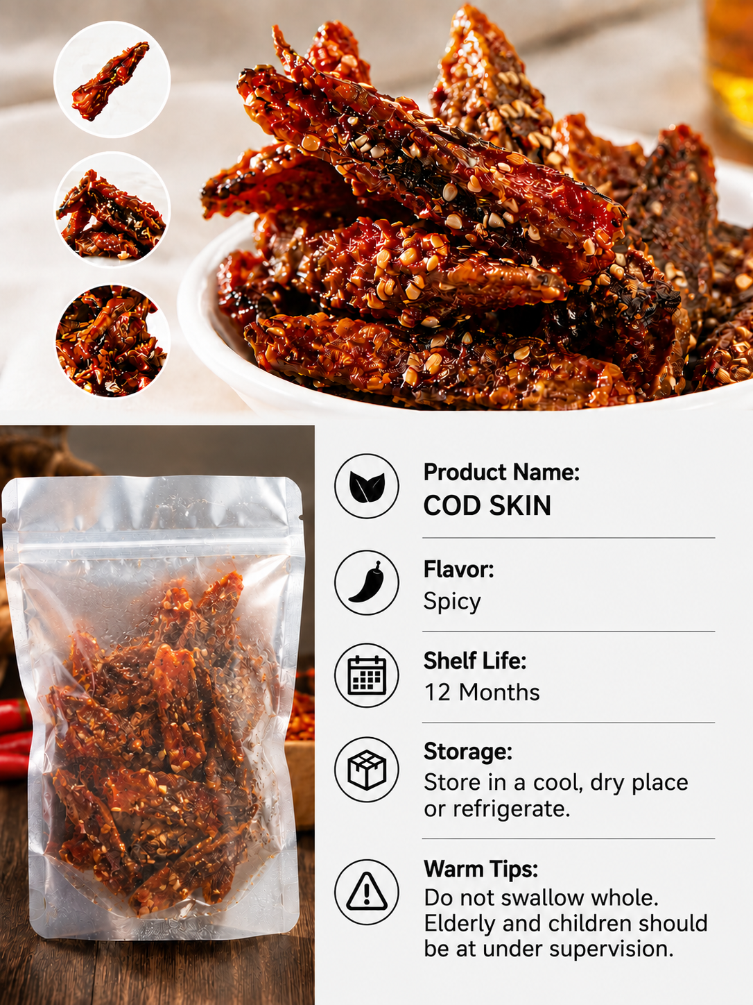 🌶️Premium Crispy Spicy Cod Skin Snack | Crunchy Seafood Chips-9YOE9