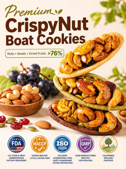 🍪Premium Crispy Almond Cashew Cookies – Roasted Nut Snack with Cocoa, Matcha & Original Flavors-9YOE9