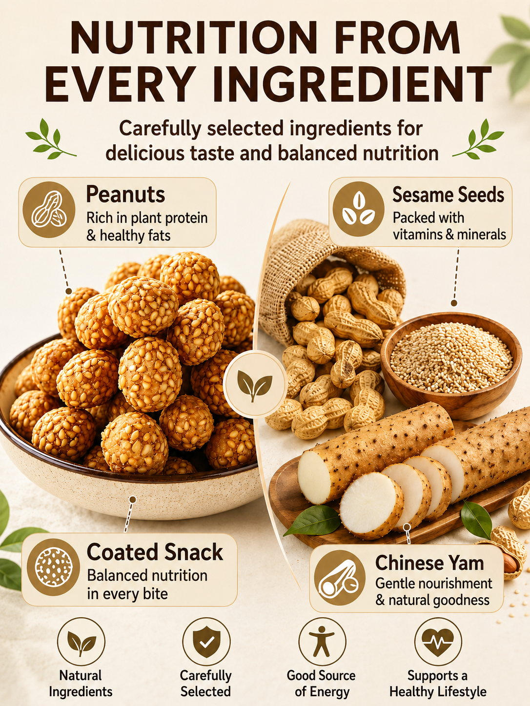 🥜Sesame Coated Yam Peanuts. Original Flavor-9YOE9