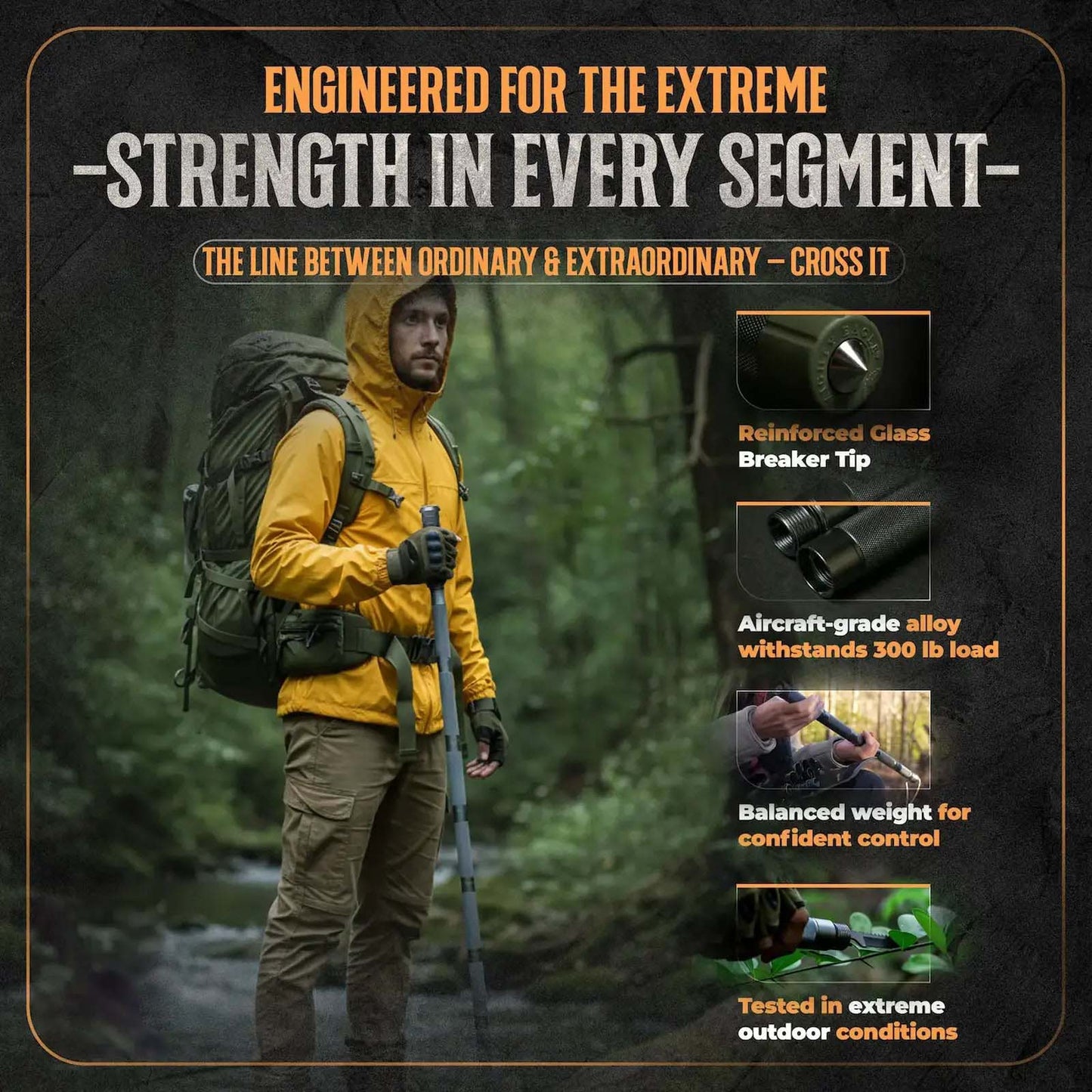 Multi-Function Tactical Survival Stick | All-In-One Outdoor Hiking Pole-9YOE9