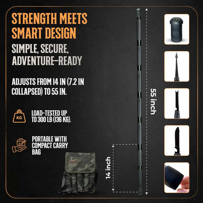 Multi-Function Tactical Survival Stick | All-In-One Outdoor Hiking Pole-9YOE9