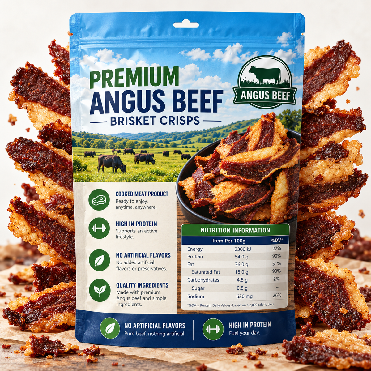 🐂🍖America's Finest — 🥩 Premium Angus Beef Jerky: 🔥 Pure Beef Luxury in Every Bite-Family